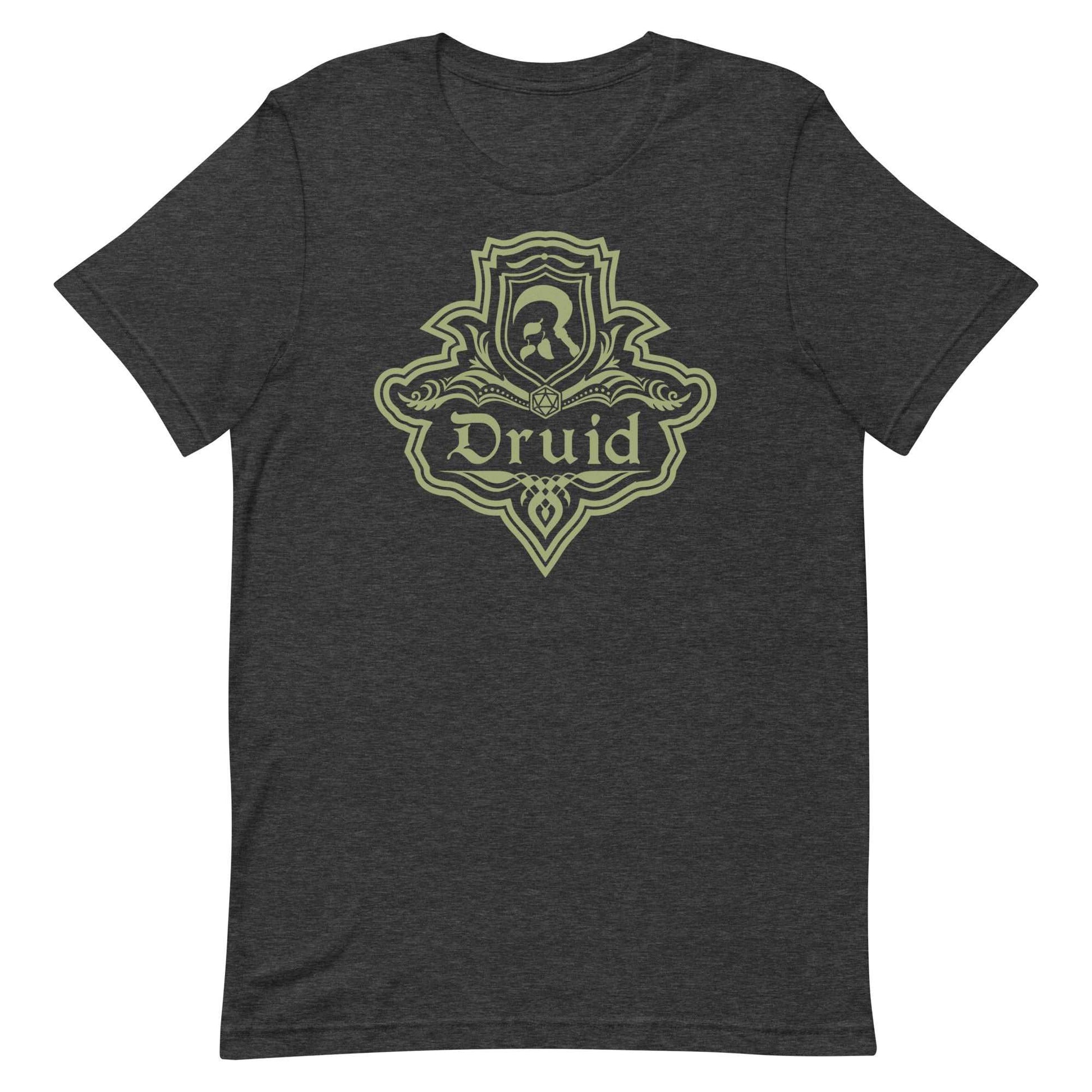 DnD Druid Class Emblem T-Shirt - Dungeons & Dragons Druid Tee T-Shirt Dark Grey Heather / S