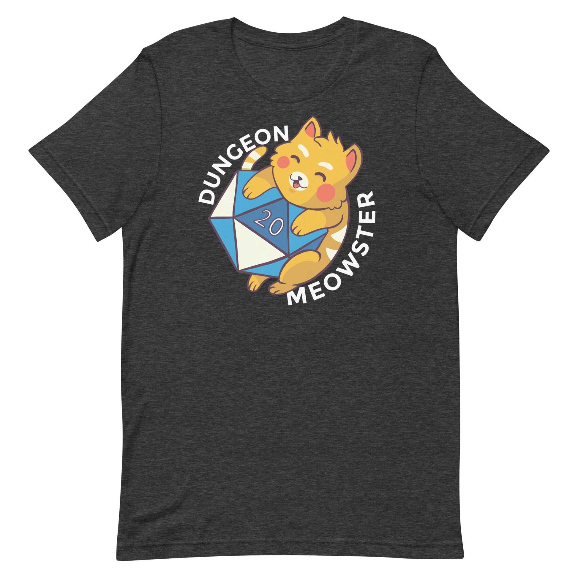 Dungeon Meowster T-Shirt – Kawaii Cat Dungeon Master DM Tee T-Shirt Dark Grey Heather / S