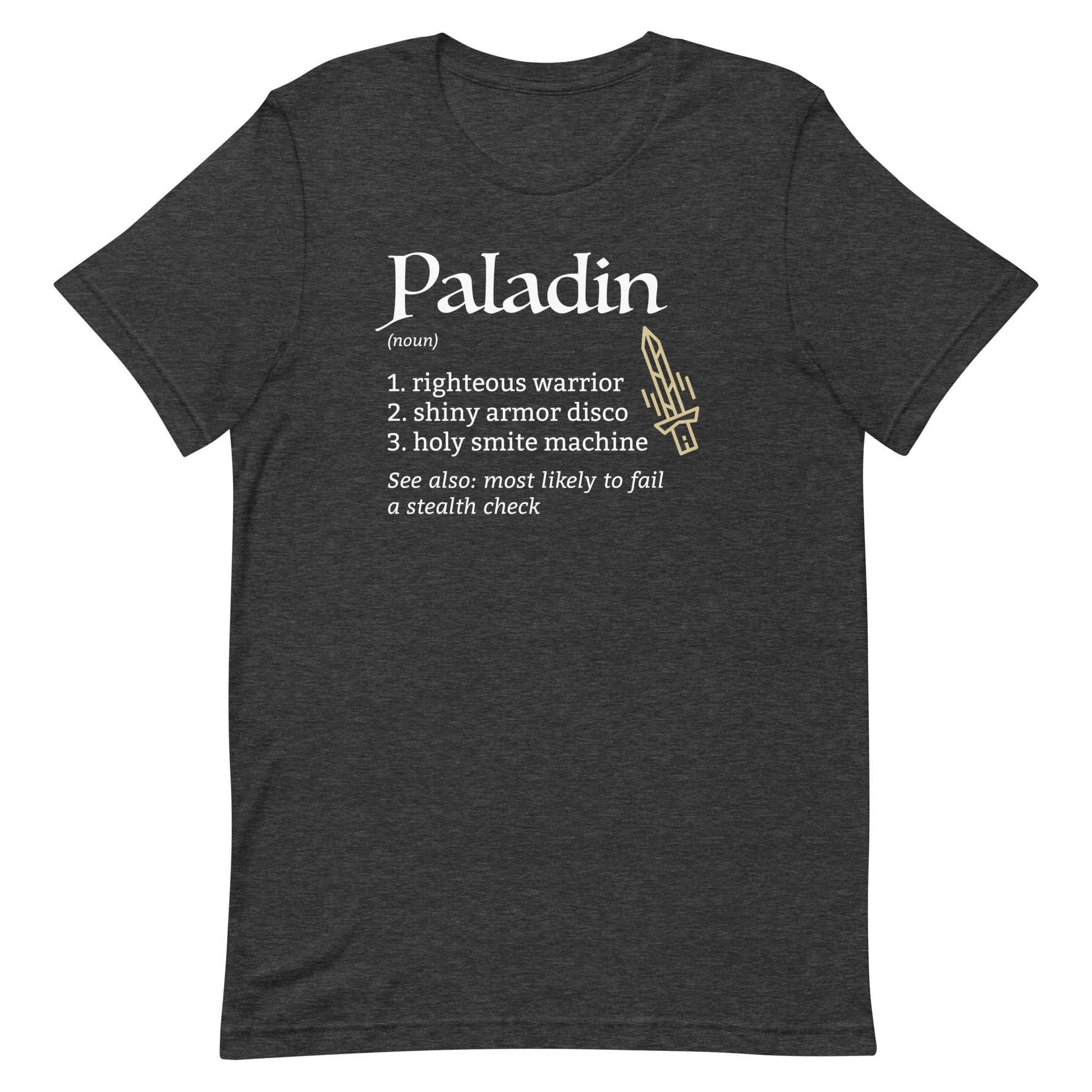 Paladin Class Definition T-Shirt – Funny DnD Definition Tee T-Shirt Dark Grey Heather / S