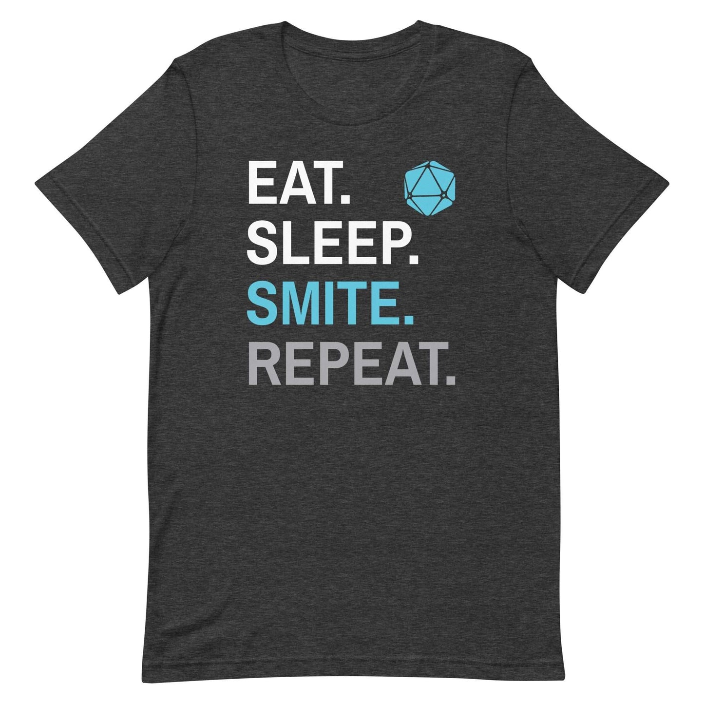 Paladin Class T-Shirt – 'Eat, Sleep, Smite, Repeat' – Dungeons & Dragons Paladin Apparel T-Shirt Dark Grey Heather / S