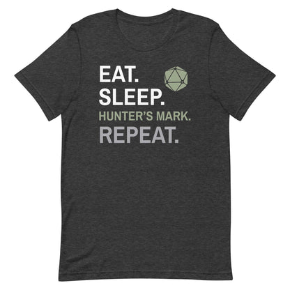 Ranger Class T-Shirt – 'Eat, Sleep, Hunter's Mark, Repeat' – Dungeons & Dragons Ranger Apparel T-Shirt Dark Grey Heather / S