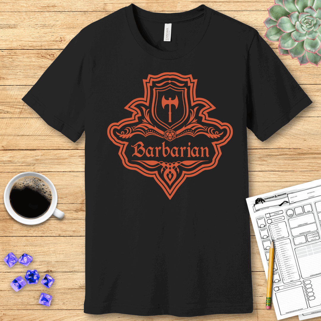 DnD Barbarian Class Emblem T-Shirt - Dungeons & Dragons Barbarian Tee T-Shirt