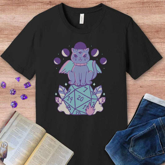 DnD Cat D20 T-shirt - Cute Dungeons & Dragons Tee T-Shirt