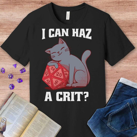 DnD Cat Shirt - I can haz a crit? - Funny Dungeons & Dragons T-shirt T-Shirt