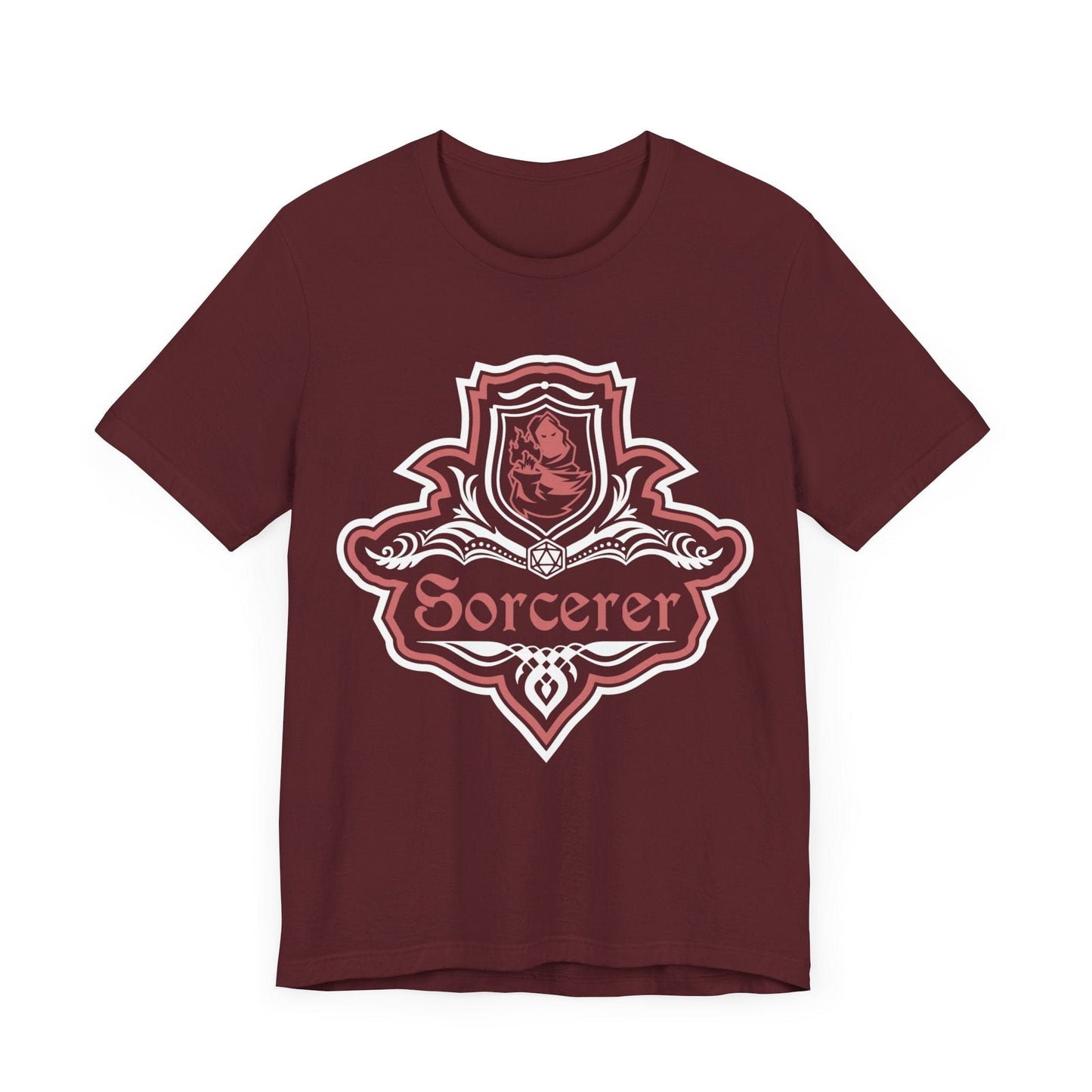 D&D Sorcerer Class Fancy Emblem T-Shirt T-Shirt Maroon / S