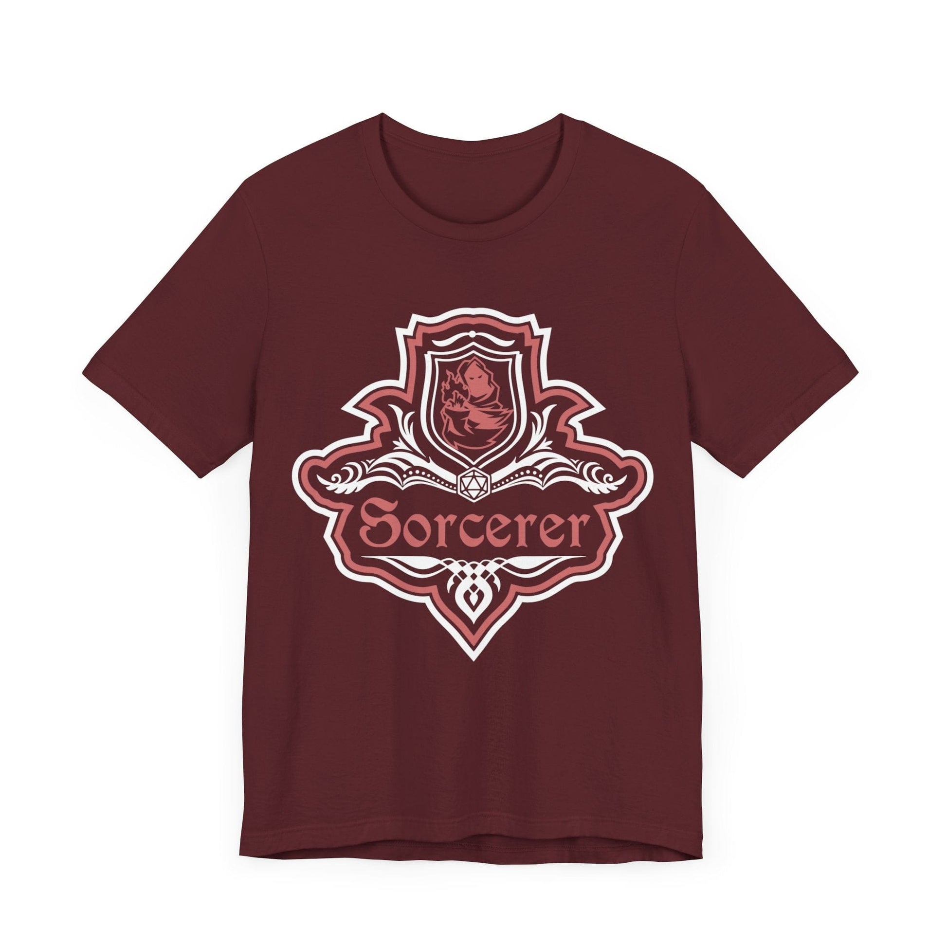 D&D Sorcerer Class Fancy Emblem T-Shirt T-Shirt Maroon / S