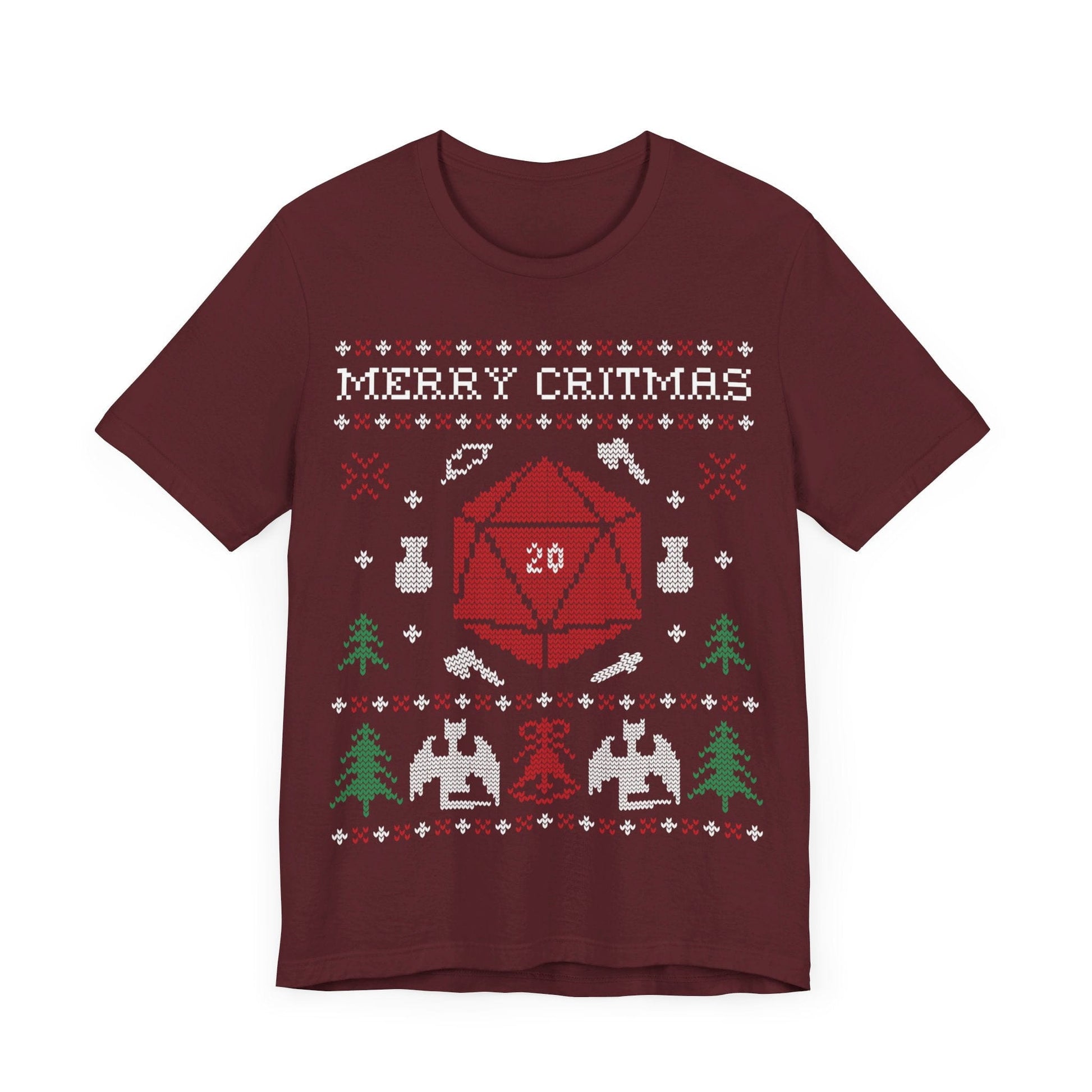 Merry Critmas Ugly Sweater T-shirt T-Shirt Maroon / S