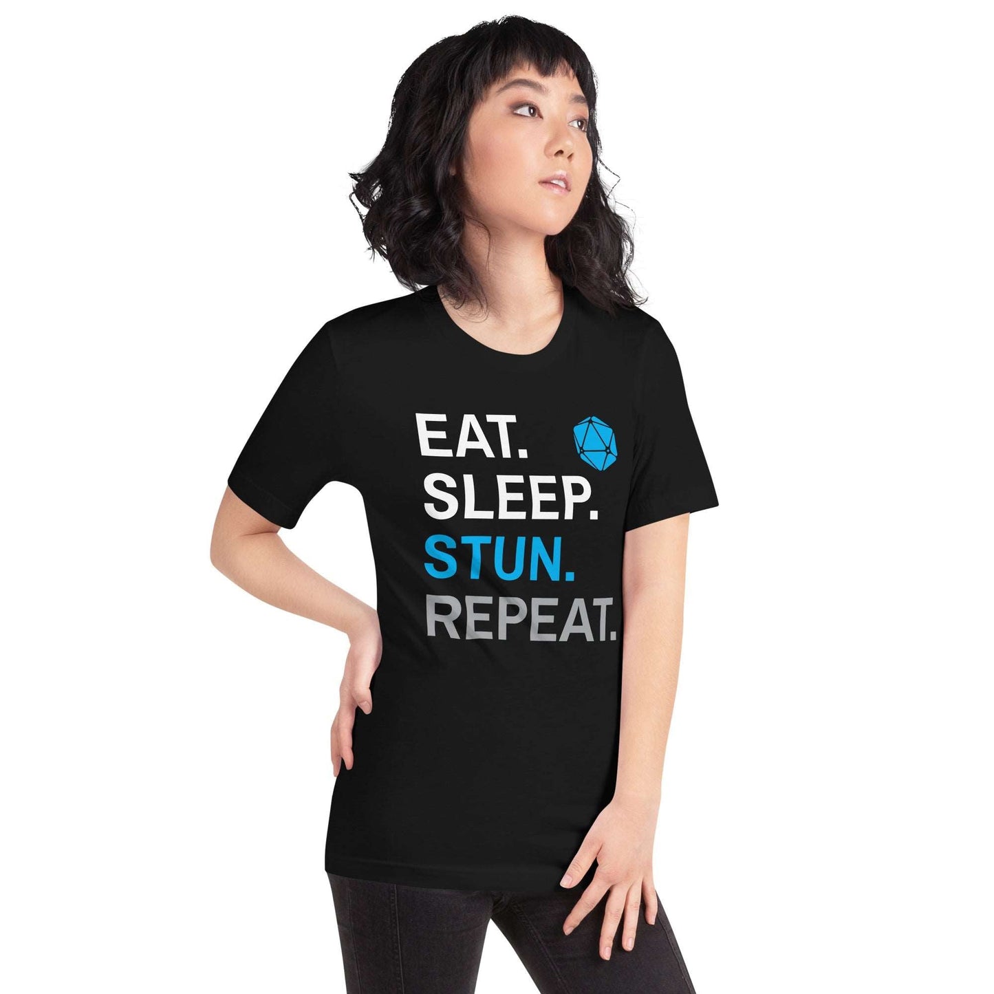 Monk Class T-Shirt – 'Eat, Sleep, Stun, Repeat' – Dungeons & Dragons Monk Apparel T-Shirt