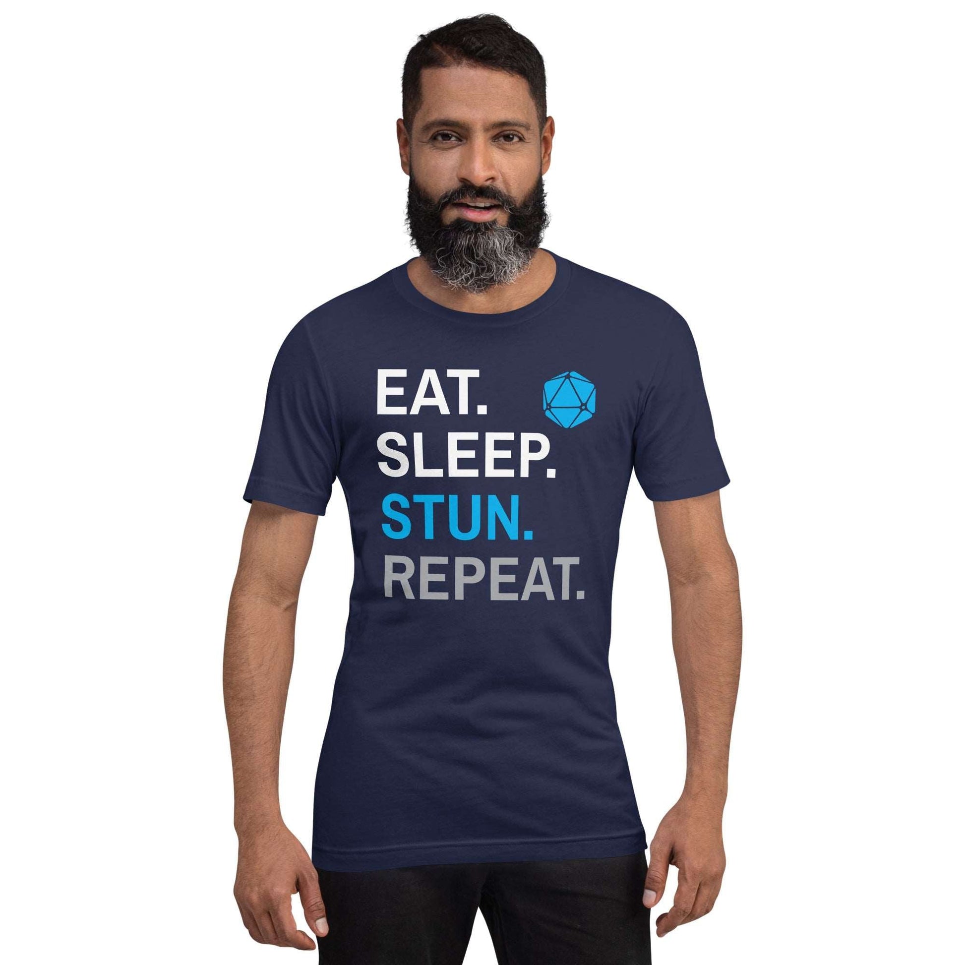 Monk Class T-Shirt – 'Eat, Sleep, Stun, Repeat' – Dungeons & Dragons Monk Apparel T-Shirt