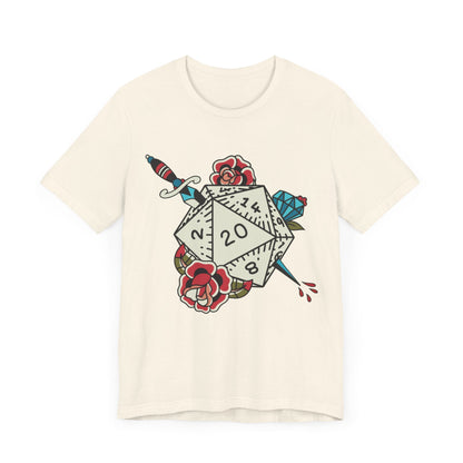 D20 Tattoo T-shirt - Dungeons & Dragons D20 Unisex Tee T-Shirt Natural / S