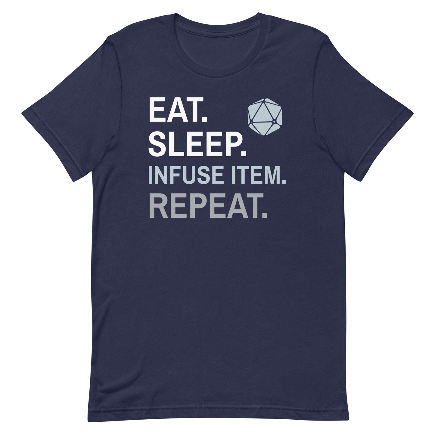 Artificer Class T-Shirt – 'Eat, Sleep, Infuse Item, Repeat' – Dungeons & Dragons Artificer Apparel T-Shirt Navy / S