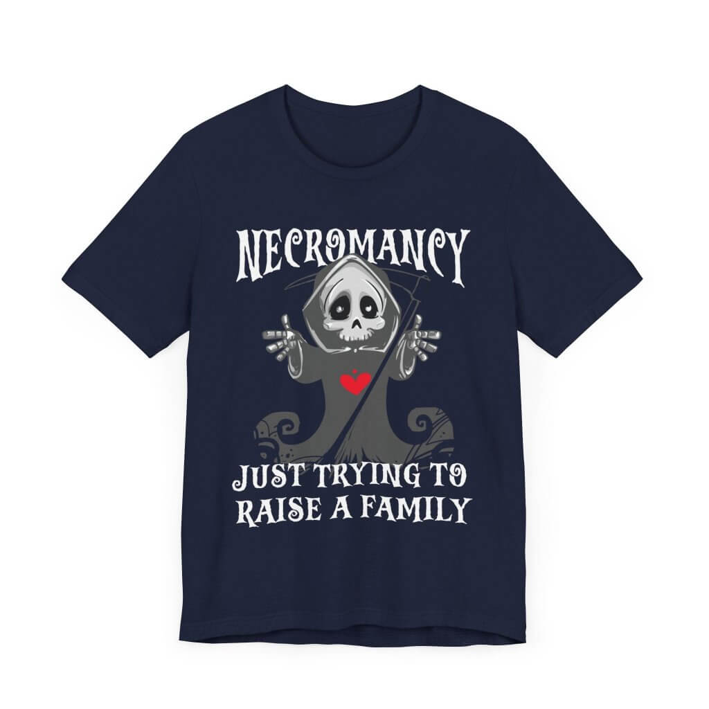 DnD Necromancer Shirt - Just Trying To Raise A Family T-Shirt Navy / S