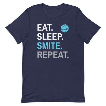 Paladin Class T-Shirt – 'Eat, Sleep, Smite, Repeat' – Dungeons & Dragons Paladin Apparel T-Shirt Navy / S