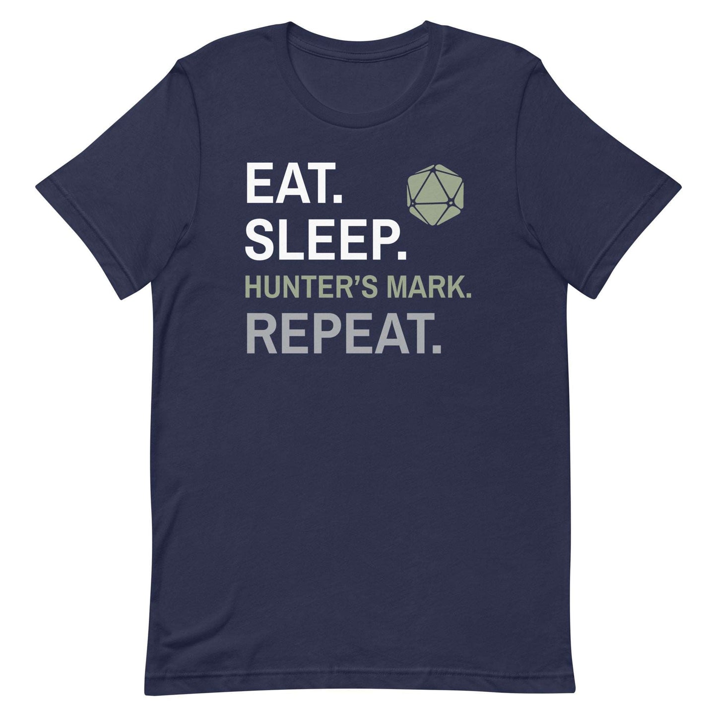 Ranger Class T-Shirt – 'Eat, Sleep, Hunter's Mark, Repeat' – Dungeons & Dragons Ranger Apparel T-Shirt Navy / S