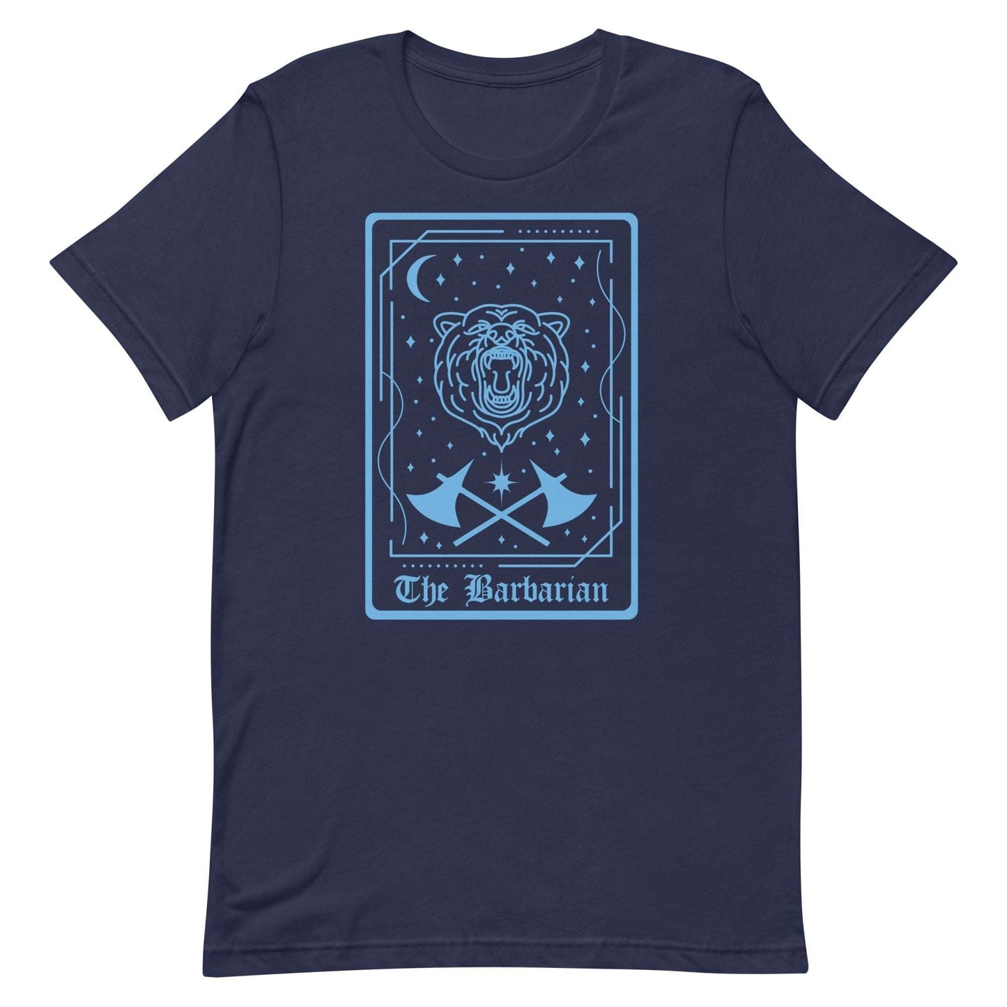 The Barbarian Tarot Card T-Shirt – DnD Class Series T-Shirt Navy / S