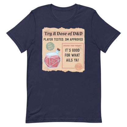 Vintage DnD Health Potion T-Shirt – Player Tested, DM Approved T-Shirt Navy / S