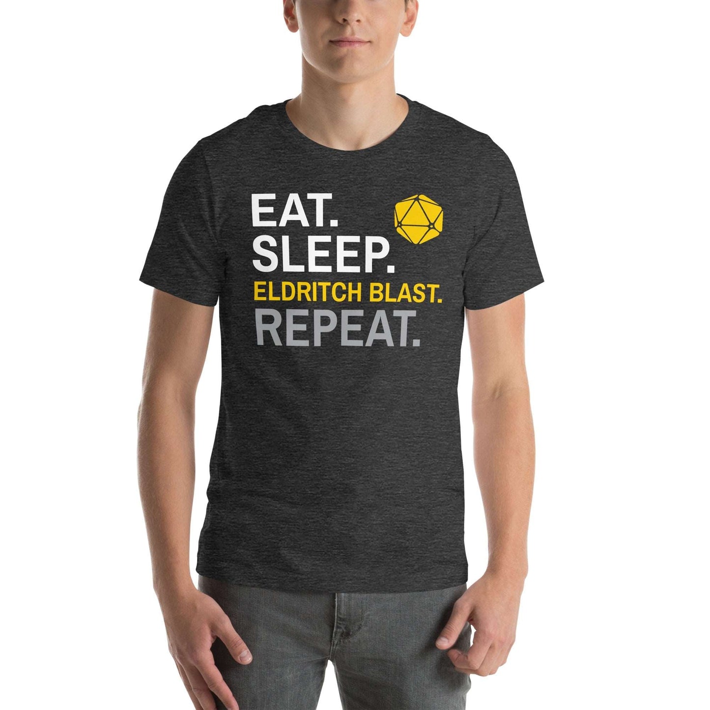 Warlock Class T-Shirt – 'Eat, Sleep, Eldritch Blast, Repeat' – Dungeons & Dragons Warlock Apparel T-Shirt