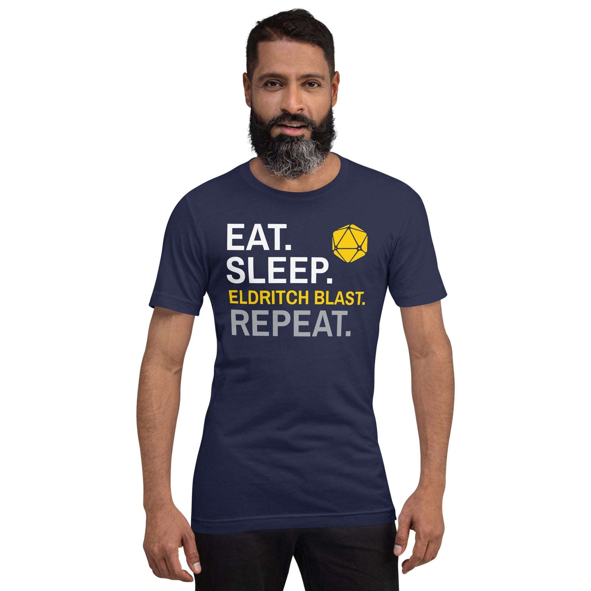 Warlock Class T-Shirt – 'Eat, Sleep, Eldritch Blast, Repeat' – Dungeons & Dragons Warlock Apparel T-Shirt