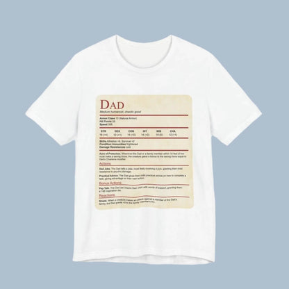 DnD Dad Stat Block Shirt T-Shirt White / S