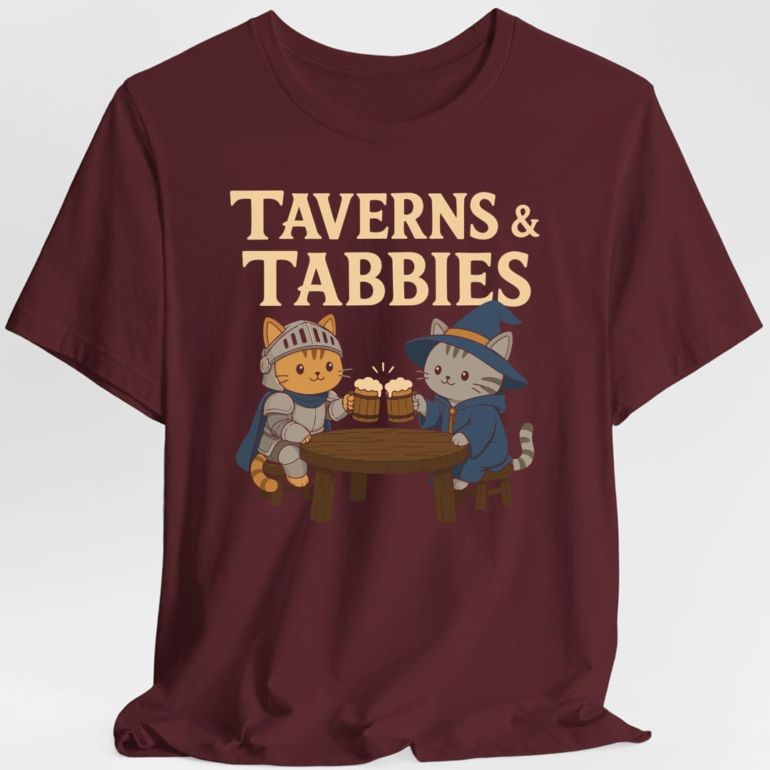 Printify T-Shirt Maroon / S Taverns & Tabbies T-Shirt
