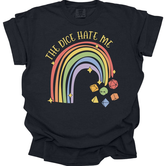 Printify T-Shirt Black / S The Dice Hate Me Rainbow T-Shirt - Comfort Colors