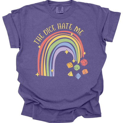 Printify T-Shirt Grape / S The Dice Hate Me Rainbow T-Shirt - Comfort Colors