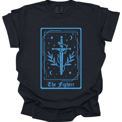 Printify T-Shirt Black / S The Fighter Tarot Card T-Shirt - Comfort Colors