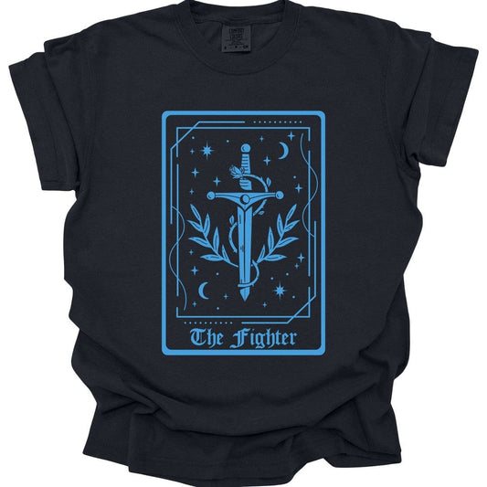 Printify T-Shirt Black / S The Fighter Tarot Card T-Shirt - Comfort Colors