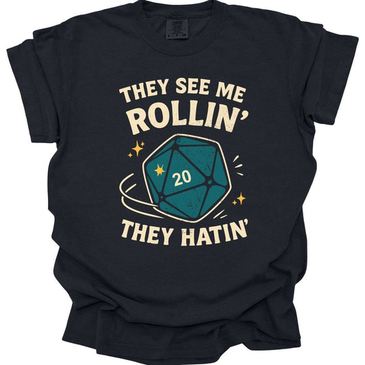 Printify T-Shirt Black / S They See Me Rollin' They Hatin' T-Shirt - Comfort Colors