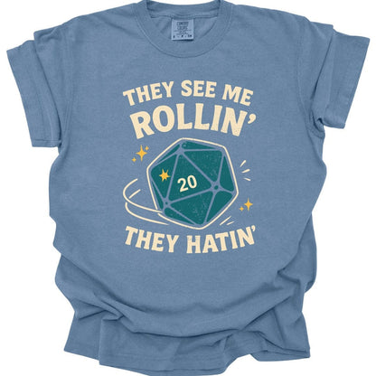 Printify T-Shirt Blue Jean / S They See Me Rollin' They Hatin' T-Shirt - Comfort Colors