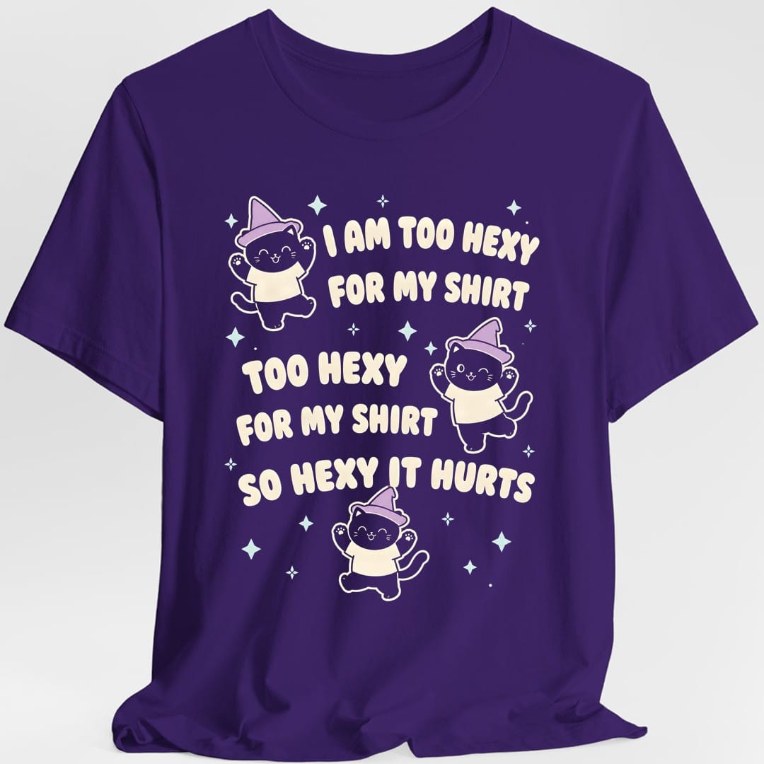 Too Hexy For My Shirt Cat T-Shirt - Purple