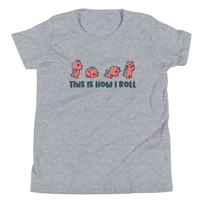 Kids' Kawaii Dragon T-Shirt - 'This Is How I Roll' Funny DnD Dragon Tee Tshirt Athletic Heather / S