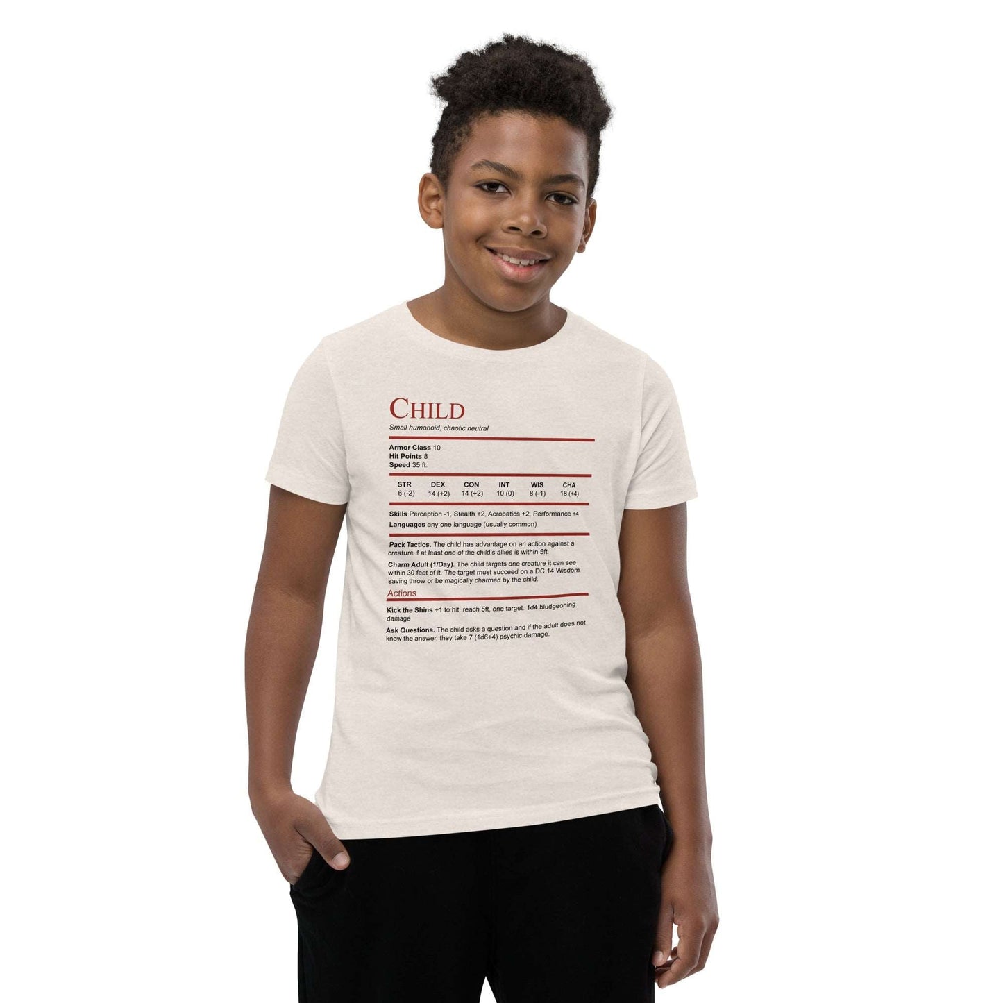 DnD Child Kids Stat Block Shirt - Dungeons & Dragons Kids Tee Tshirt