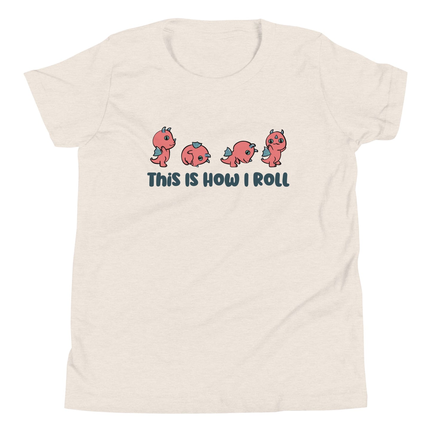 Kids' Kawaii Dragon T-Shirt - 'This Is How I Roll' Funny DnD Dragon Tee Tshirt Heather Dust / S