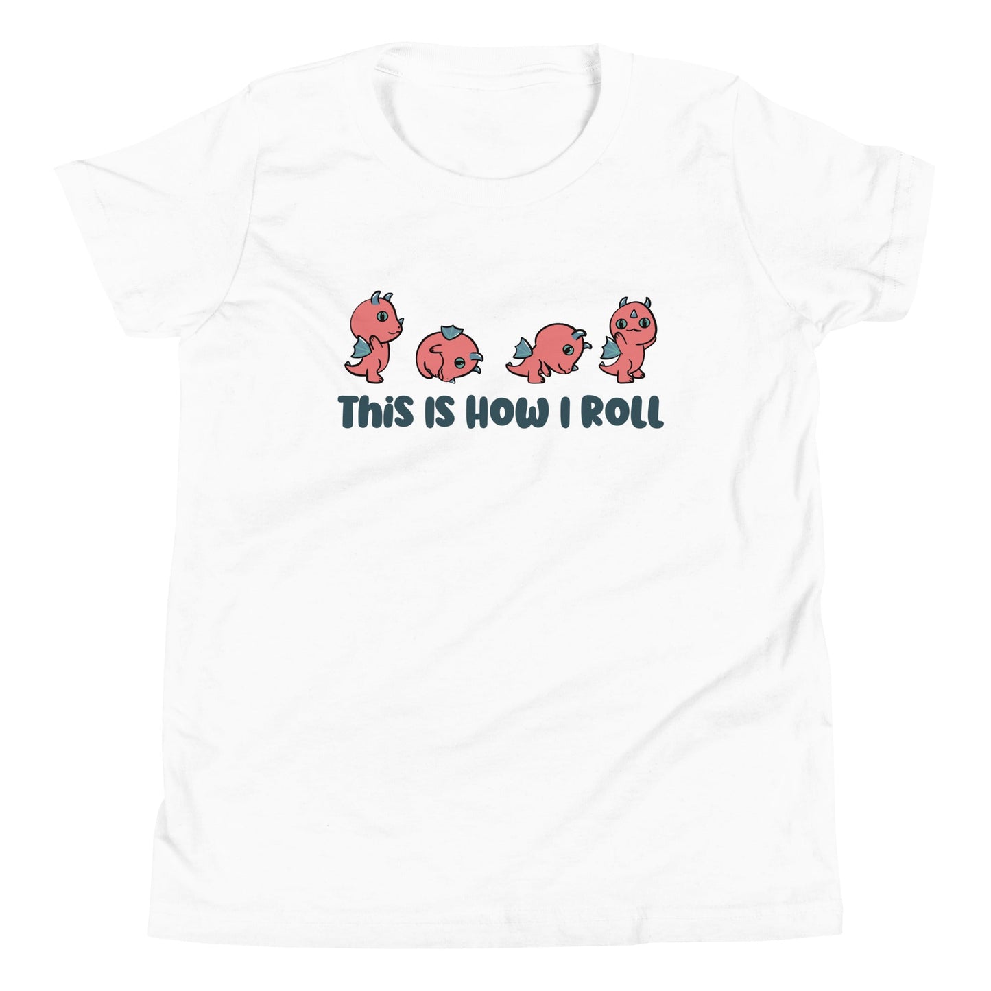 Kids' Kawaii Dragon T-Shirt - 'This Is How I Roll' Funny DnD Dragon Tee Tshirt White / S
