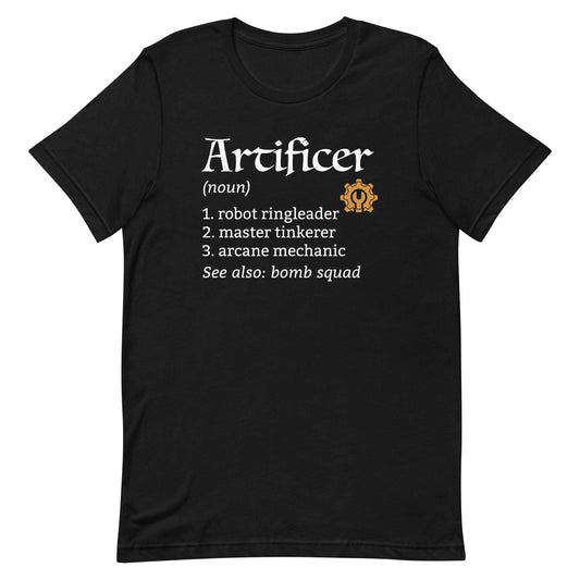 Funny Dungeons & Dragons artificer class definition t-shirt.