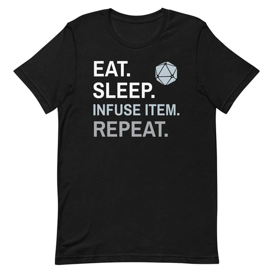 Artificer Class T-Shirt – 'Eat, Sleep, Infuse Item, Repeat' – Dungeons & Dragons Artificer Apparel