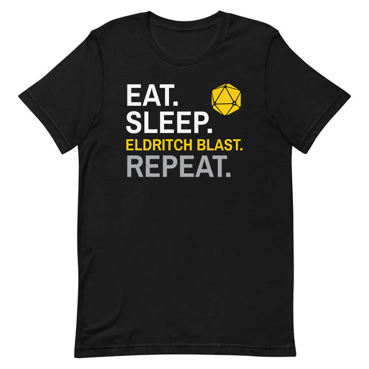 Warlock Class T-Shirt – 'Eat, Sleep, Eldritch Blast, Repeat' – Dungeons & Dragons Warlock Apparel