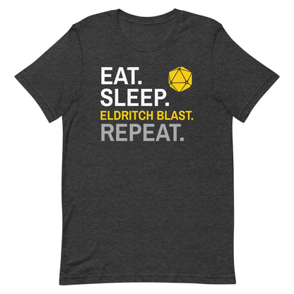 Printify T-Shirt Dark Grey Heather / S Warlock Class T-Shirt – 'Eat, Sleep, Eldritch Blast, Repeat'