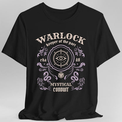Printify T-Shirt Black / S Warlock Class Vintage Label T-Shirt