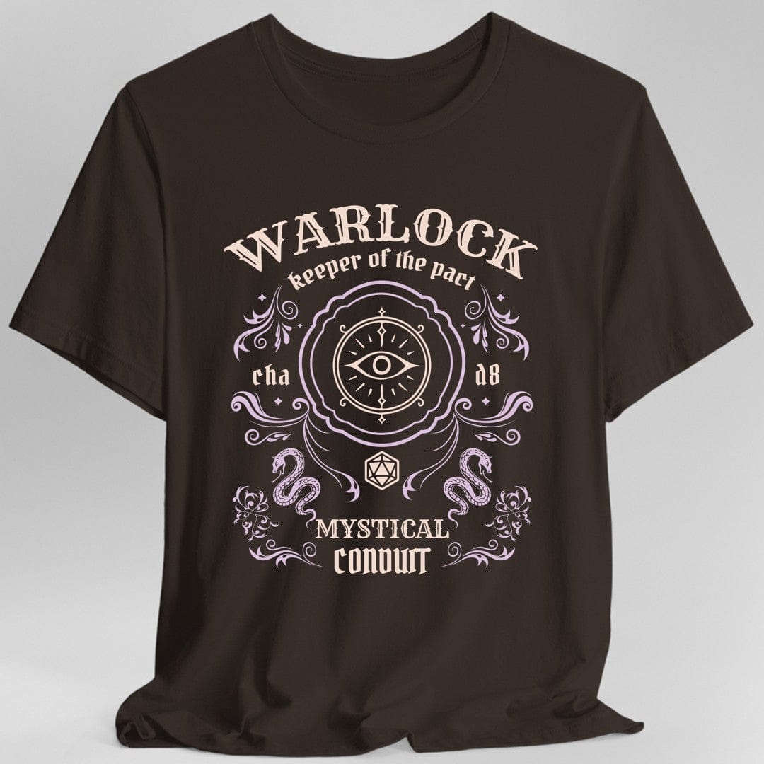 Printify T-Shirt Dark Chocolate / S Warlock Class Vintage Label T-Shirt
