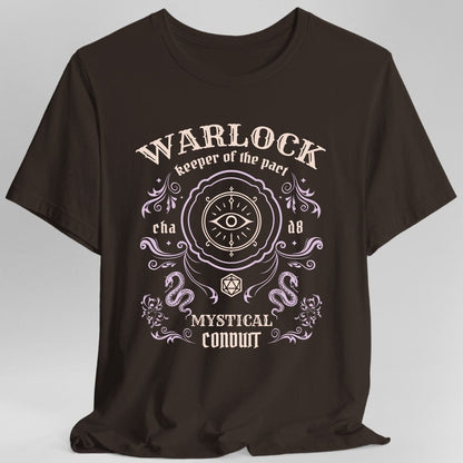 Printify T-Shirt Dark Chocolate / S Warlock Class Vintage Label T-Shirt