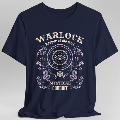 Printify T-Shirt Navy / S Warlock Class Vintage Label T-Shirt