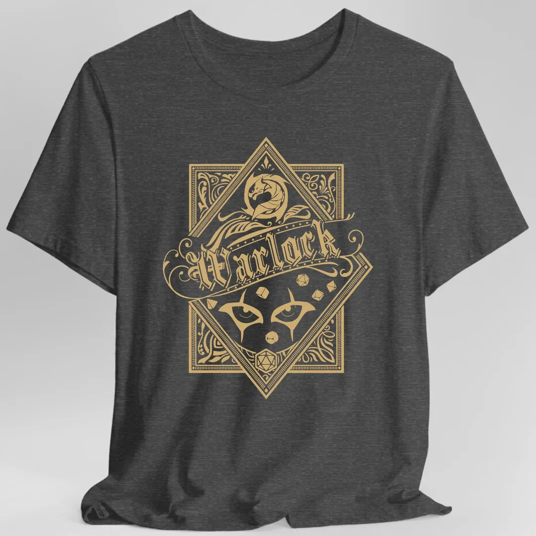 Printify T-Shirt Dark Heather Grey / S Warlock D&D Class Emblem T-shirt