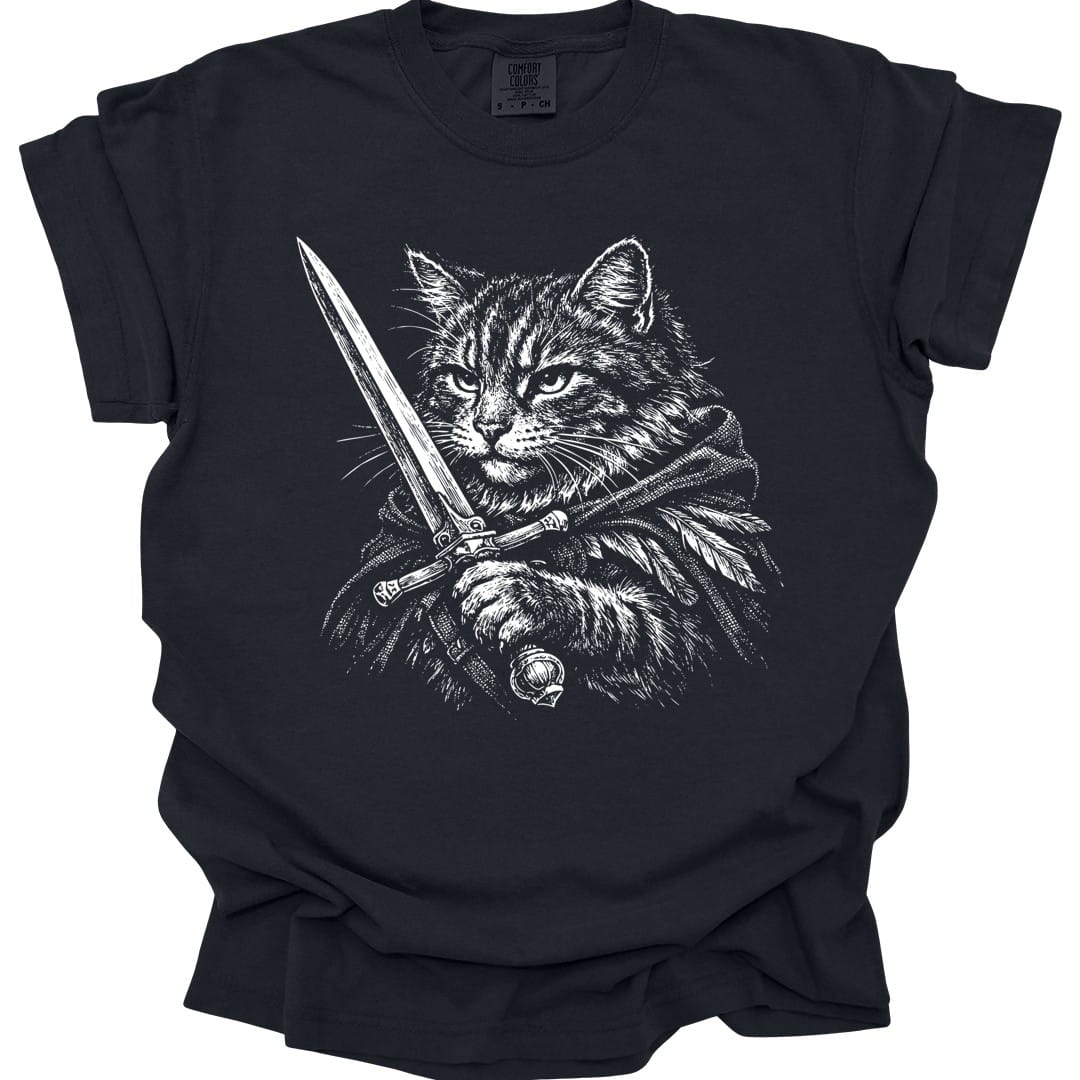 Printify T-Shirt Black / S Warrior Cat Fantasy T-shirt - Comfort Colors