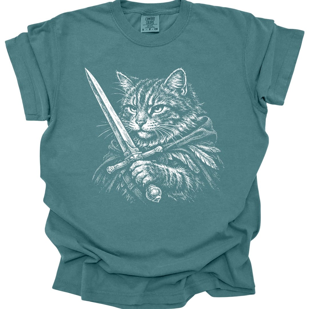 Printify T-Shirt Blue Spruce / S Warrior Cat Fantasy T-shirt - Comfort Colors