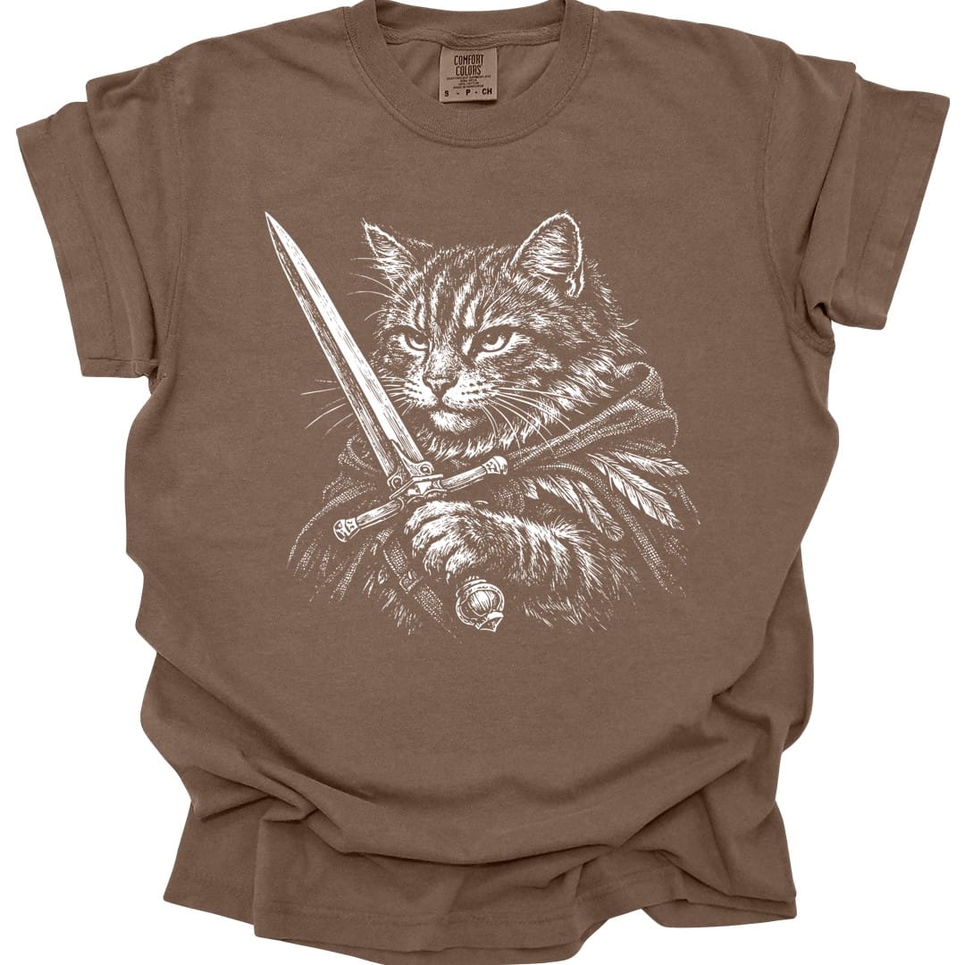 Printify T-Shirt Espresso / S Warrior Cat Fantasy T-shirt - Comfort Colors