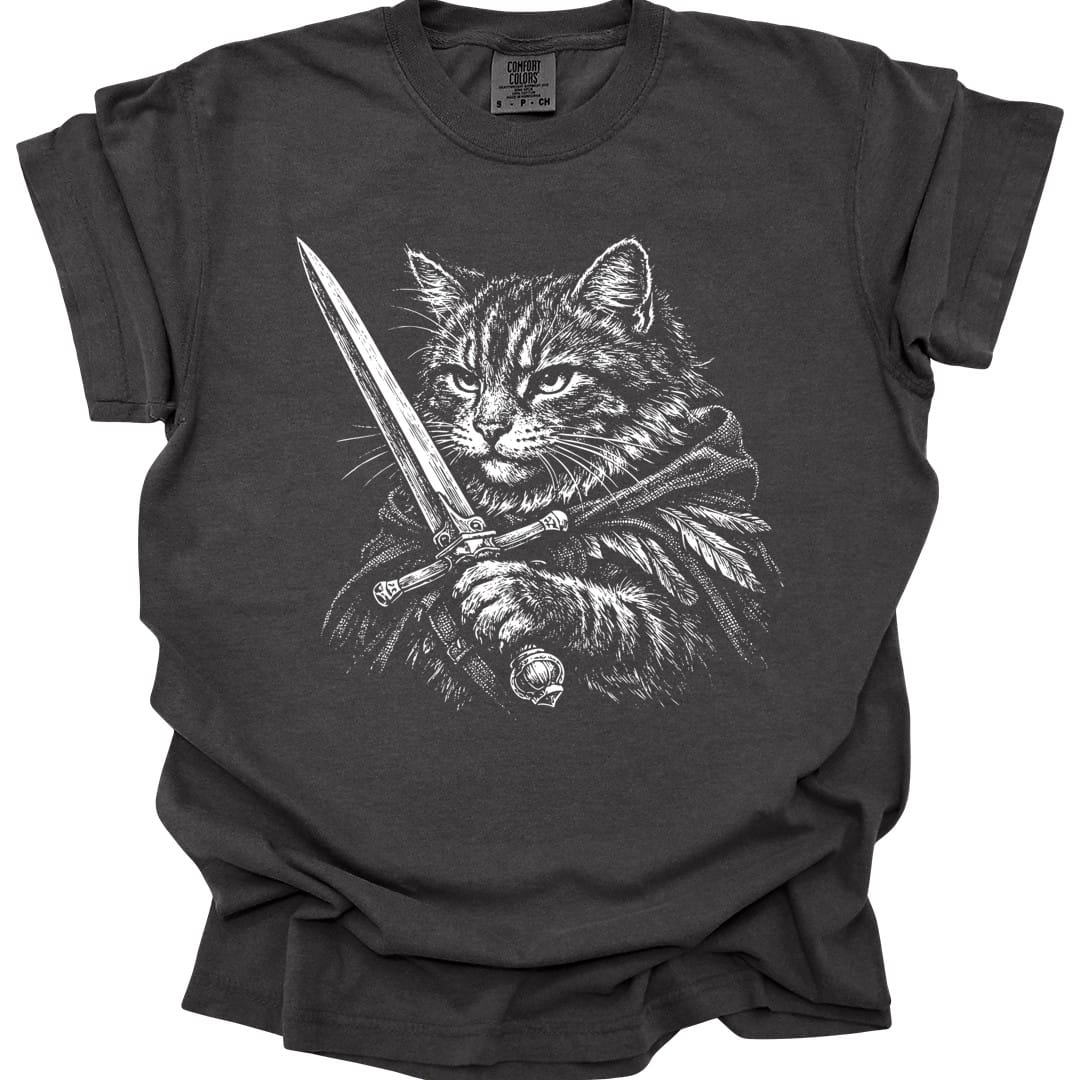 Printify T-Shirt Pepper / S Warrior Cat Fantasy T-shirt - Comfort Colors