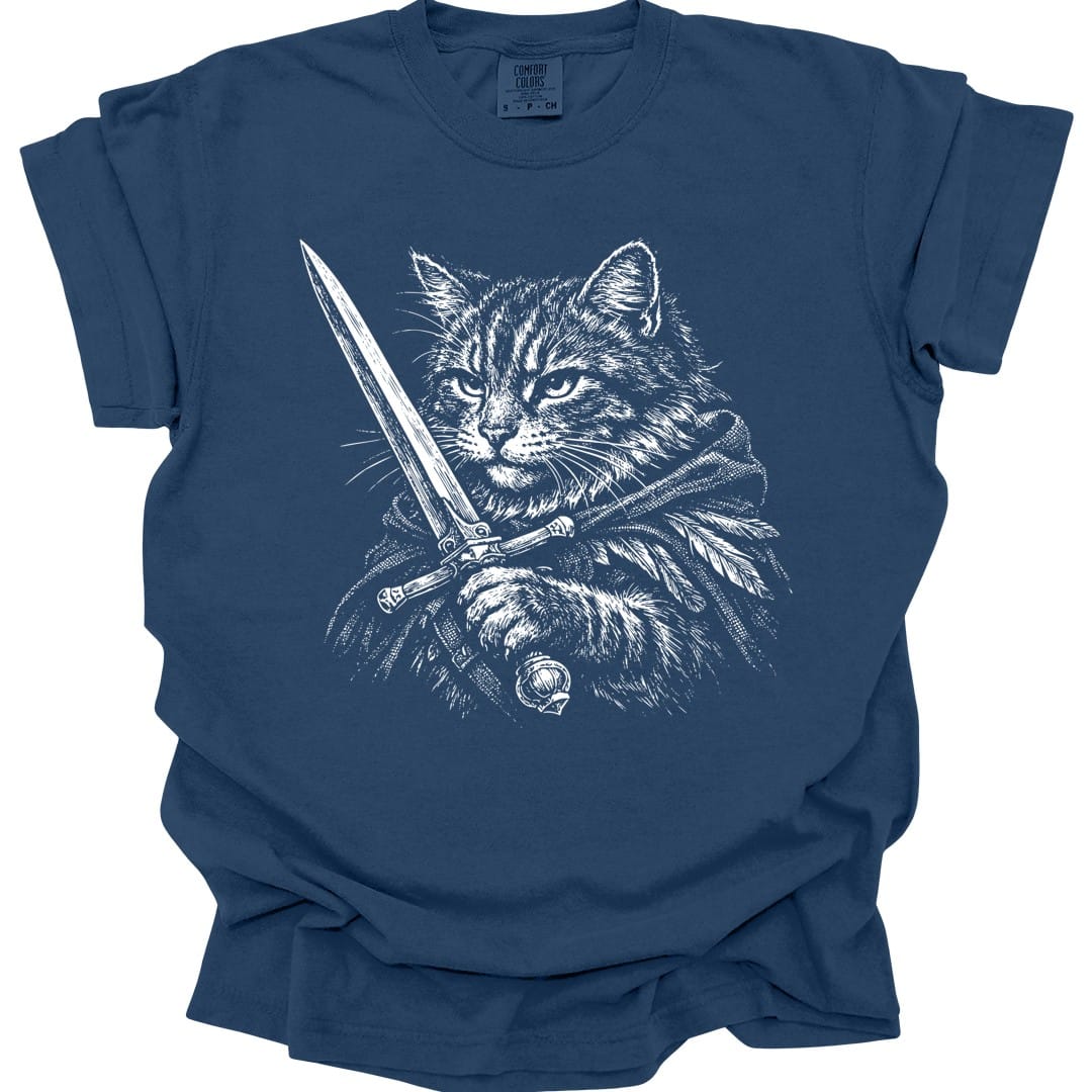 Printify T-Shirt True Navy / S Warrior Cat Fantasy T-shirt - Comfort Colors