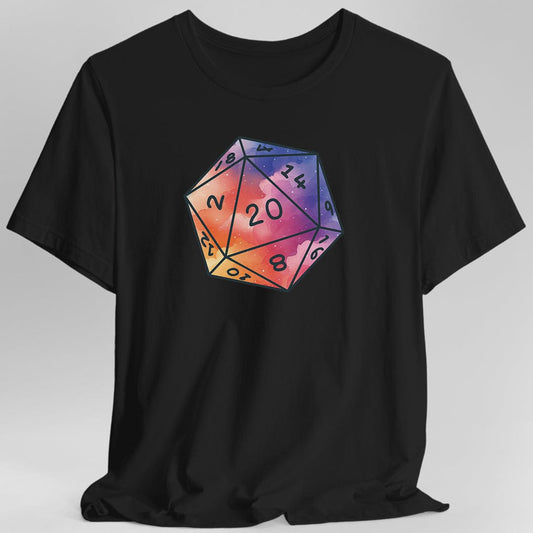 Printify T-Shirt Black / S Watercolor Clouds D20 Dice Shirt